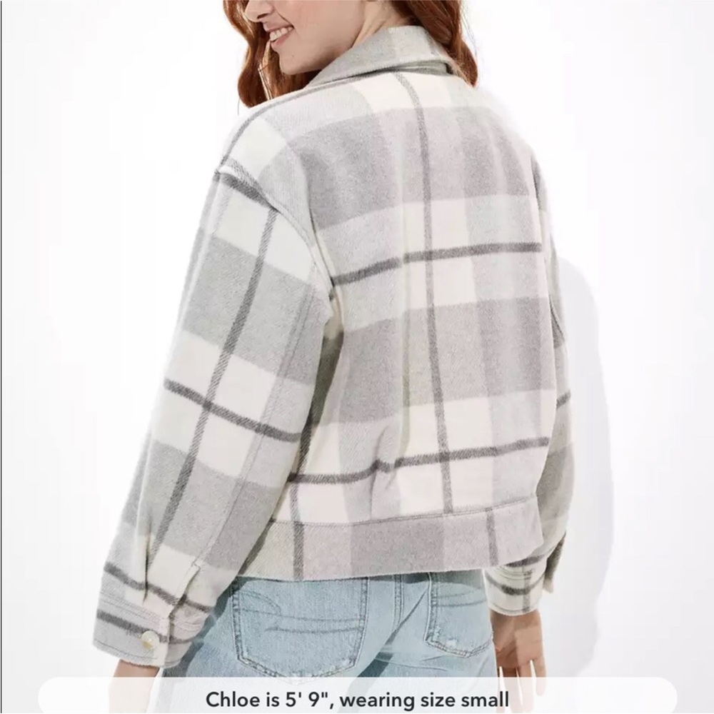 AE - Plaid Button-Up Shacket - Picture 6 of 10